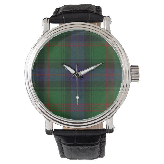 Park tartan green blue plaid horloge (Voorkant)