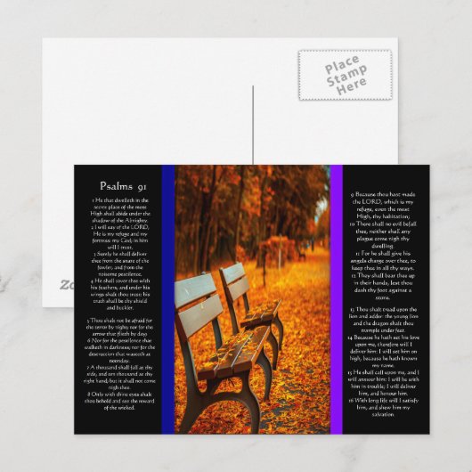 Parkbanken met Psalmen hoofdstuk 91 Briefkaart