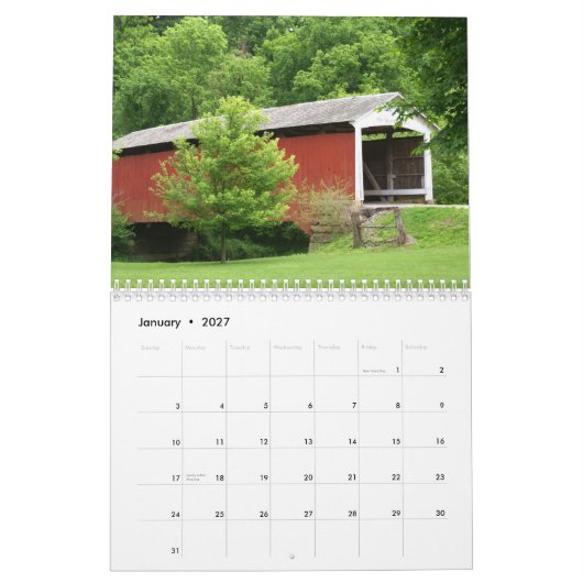 Parke County Indiana Covered Bridges Kalender (Jan 2027)
