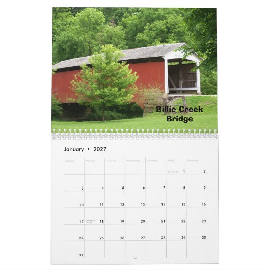 Parke County Indiana Kalender (Jan 2027)
