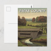Parke County Indiana Overdekte Brug Briefkaart (Voorkant / Achterkant)
