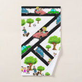 Parkeerbomen met Kinder honden in de troetelkast Bad Handdoek (Handdoek)