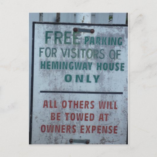 Parkeerbord voor bezoekers van het halfrond briefkaart (Voorkant)