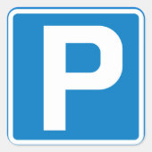 Parkeerteken Vierkante Sticker (Voorkant)
