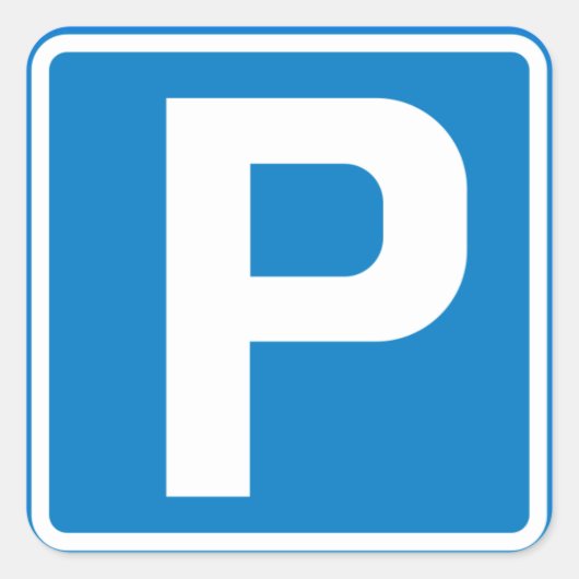 Parkeerteken Vierkante Sticker (Voorkant)