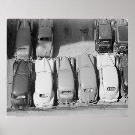 Parkeerterrein, 1940. Oude foto Poster
