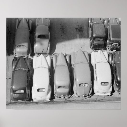 Parkeerterrein, 1940. Oude foto Poster (Voorkant)