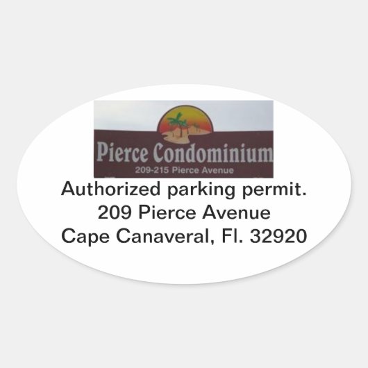 Parkeervergunning. Gebouw 209. Ovale Sticker (Voorkant)