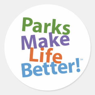 Parken maken het leven beter! Officiële Logo Ronde Sticker