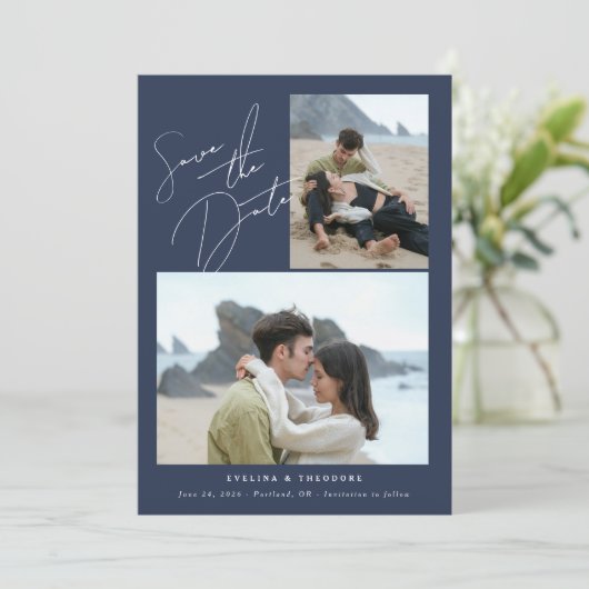 Parker 2 Foto Bruiloft Save the Date (Staand voorkant)