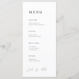 Parker bruiloft diner menu