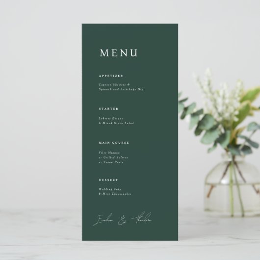 Parker bruiloft diner menu (Staand voorkant)