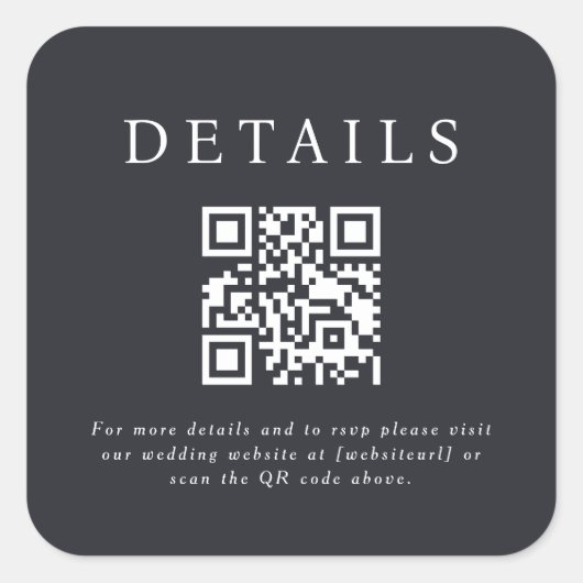 Parker Bruiloft QR Code Vierkante Sticker (Voorkant)