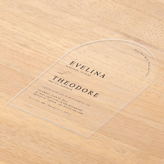 Parker Clear Acrylic Arch Wedding Invitation Acryl Uitnodigingen (Laagn)