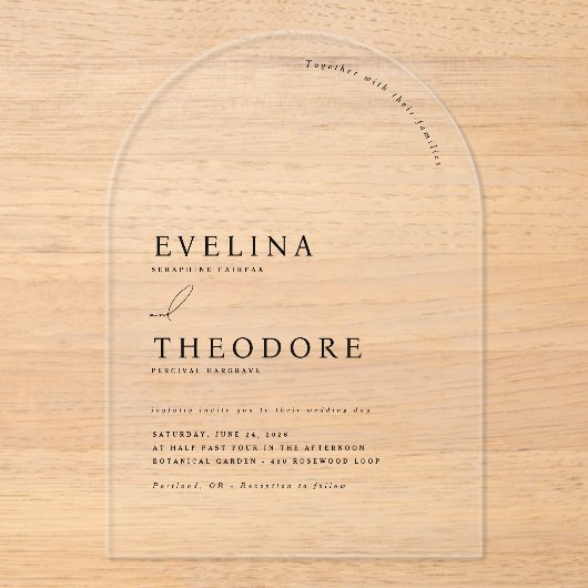 Parker Clear Acrylic Arch Wedding Invitation Acryl Uitnodigingen (Voorkant)