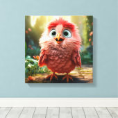 Parker - De rode kardinaal chick Canvas Afdruk (Insitu (Houten vloer))