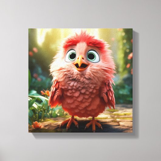 Parker - De rode kardinaal chick Canvas Afdruk (Voorkant)