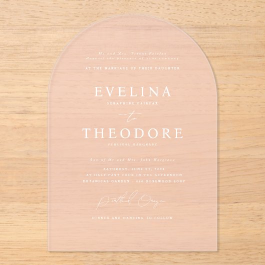 Parker formele Beige getinte bruiloft uitnodiging (Voorkant)