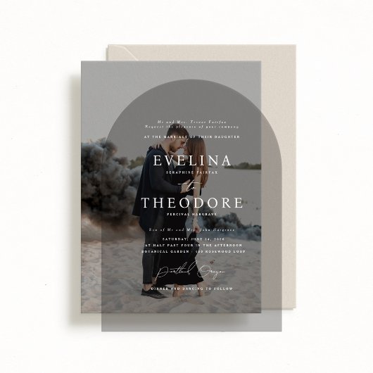 Parker formele boogvormige bruiloft uitnodiging