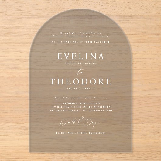 Parker formele boogvormige bruiloft uitnodiging (Voorkant)