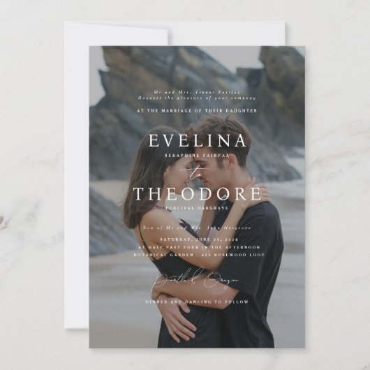 Parker formele foto bruiloft uitnodiging (Voorkant)