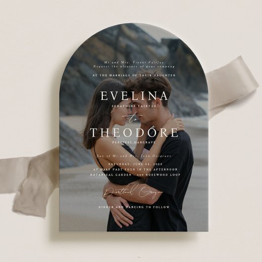 Parker formele foto bruiloft uitnodiging