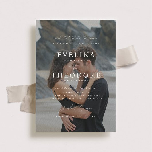 Parker formele foto bruiloft uitnodiging