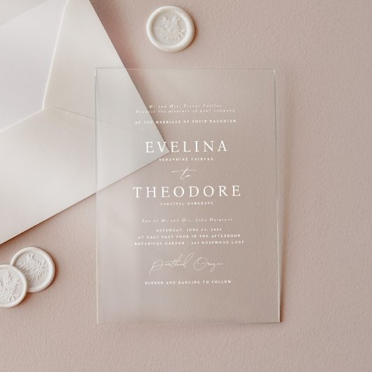 Parker formele portret acryl bruiloft uitnodiging