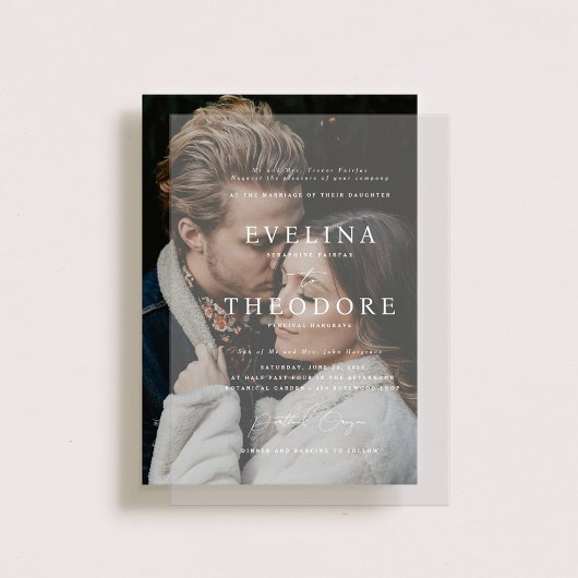 Parker formele portret acryl bruiloft uitnodiging