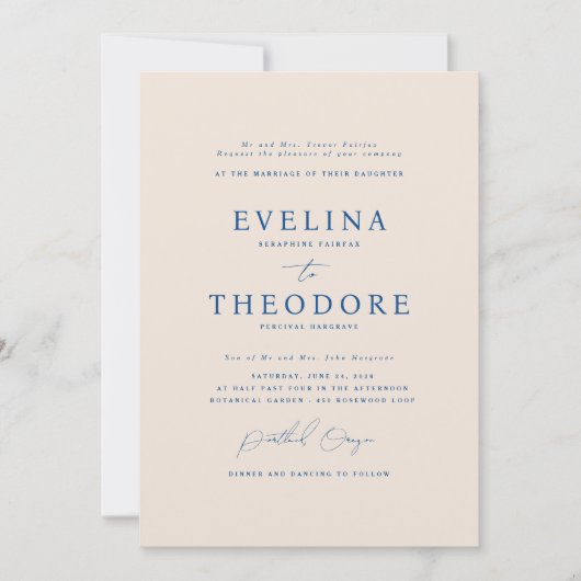 Parker formele portret bruiloft uitnodiging (Voorkant)