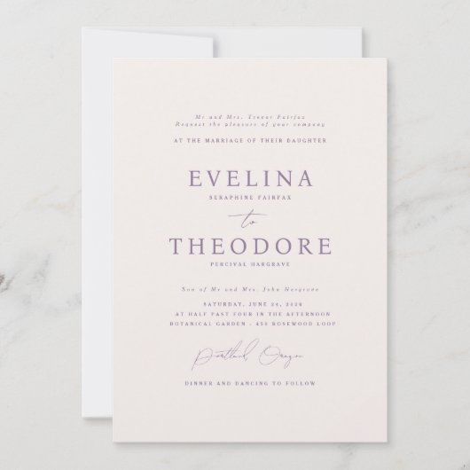 Parker formele portret bruiloft uitnodiging (Voorkant)