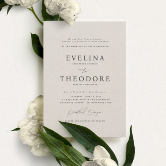 Parker formele portret bruiloft uitnodiging