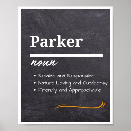 Parker, jongen gepersonaliseerde naam definitie poster (Voorkant)