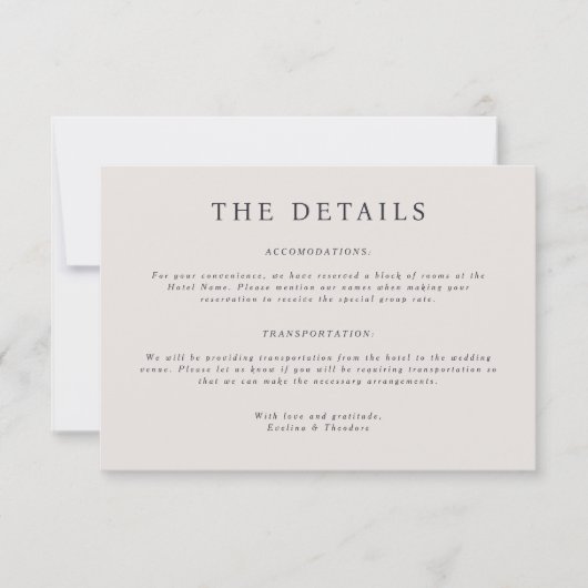 Parker Landscape Bruiloft Details Kaart (Voorkant)