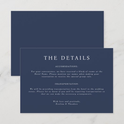 Parker Landscape Bruiloft Details Kaart (Voorkant / Achterkant)