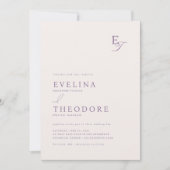 Parker Lavender Elegant Monogram Huwelijk Kaart (Voorkant)