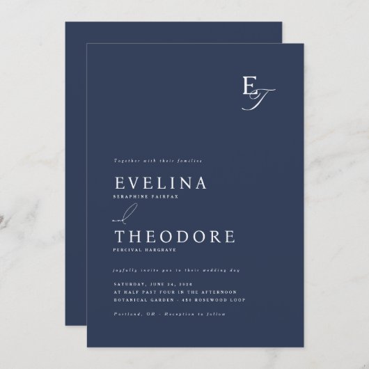 Parker Monogram bruiloft uitnodiging (Voorkant / Achterkant)