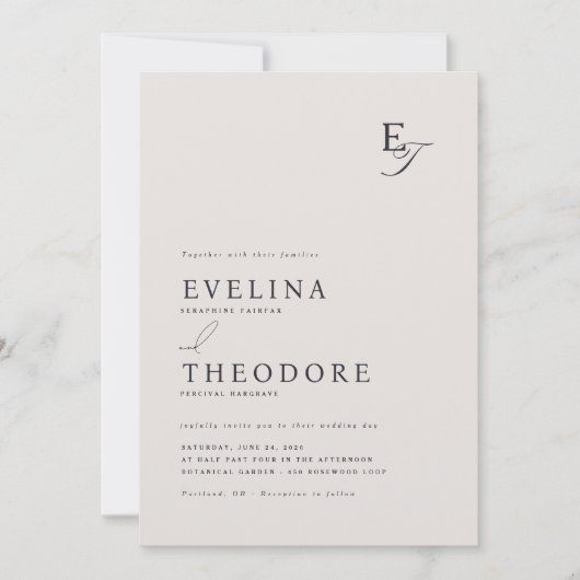Parker Monogram bruiloft uitnodiging (Voorkant)