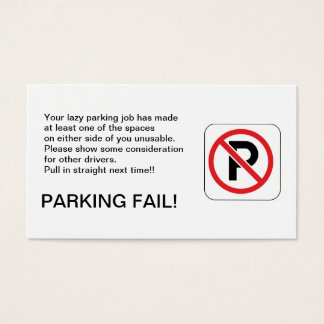 PARKEREN MISLUKT! VISITEKAARTJE