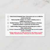 Parkeren Onjuiste klachtenkaart Visitekaartje (Achterkant)