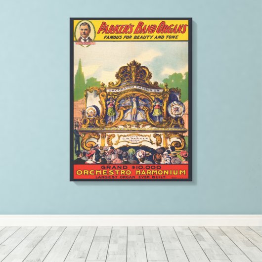 Parker's band orgel, beroemd om schoonheid en toon canvas afdruk (Insitu (Houten vloer))