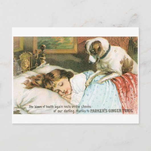 Parkers Ginger Tonic Sleeping Girl met hond Briefkaart (Voorkant)