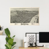 Parkersburg W. Virginia 1899 Antiek Panoramic Map Poster (Thuiskantoor)