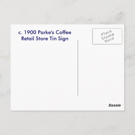 Parke's koffiebord briefkaart (Achterkant)