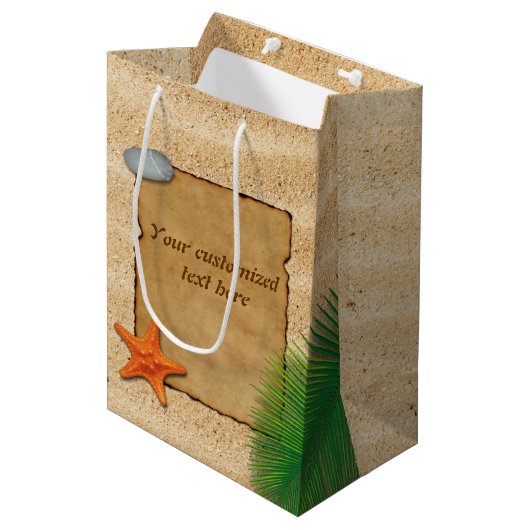 Parkette op zand-achtergrond - Gemiddelde Gift Bag Medium Cadeauzakje (Voorkant Gekanteld)