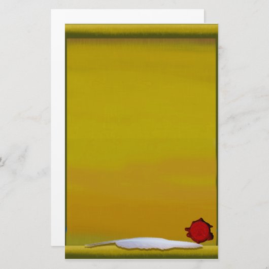 Parketting met Quill & Red Wax Dragon Seal Briefpapier (Voorkant / Achterkant)