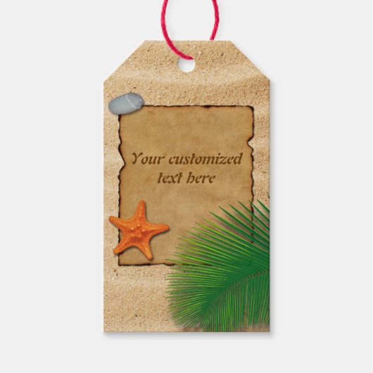 Parketting op de zand-achtergrond - Label met cade Cadeaulabel (Voorkant)