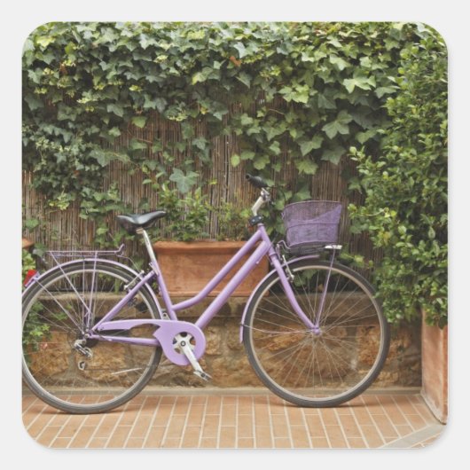 Parkfietsen, Pienza, Italië, Toscane Vierkante Sticker (Voorkant)