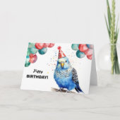 Parkiet Budgie Ballons en Party Pet Verjaardag Kaart (Voorkant)