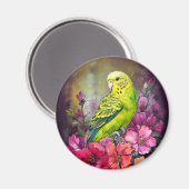 Parkiet en bloemen magneet (Voorkant / Achterkant)